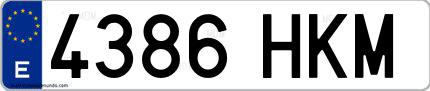 Ejemplo de matrícula española 4386 HKM