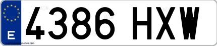 Ejemplo de matrícula española 4386 HXW