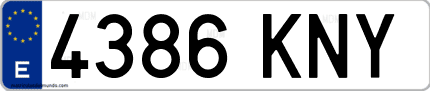 Ejemplo de matrícula de coche ordinaria 4386 KNY