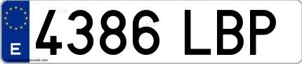 Ejemplo de matrícula española 4386 LBP