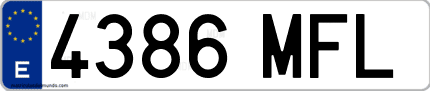 Ejemplo de matrícula de coche ordinaria 4386 MFL