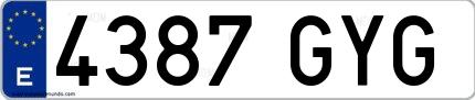 Ejemplo de matrícula española 4387 GYG