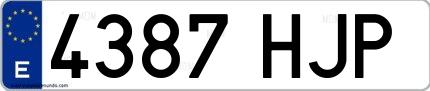 Ejemplo de matrícula española 4387 HJP