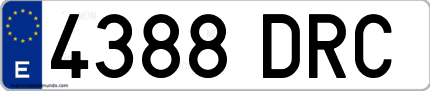 Ejemplo de matrícula de coche ordinaria 4388 DRC