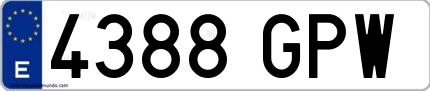 Ejemplo de matrícula española 4388 GPW