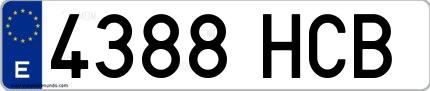 Ejemplo de matrícula española 4388 HCB