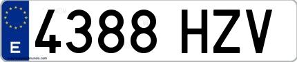 Ejemplo de matrícula española 4388 HZV