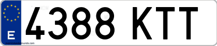 Ejemplo de matrícula de coche ordinaria 4388 KTT