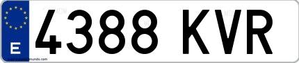 Ejemplo de matrícula española 4388 KVR