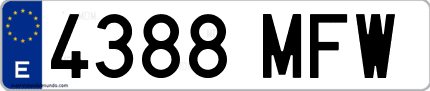 Ejemplo de matrícula de coche ordinaria 4388 MFW