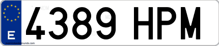 Ejemplo de matrícula de coche ordinaria 4389 HPM