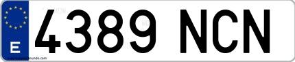 Ejemplo de matrícula española 4389 NCN
