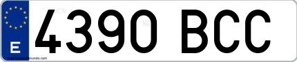 Ejemplo de matrícula española 4390 BCC