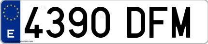 Ejemplo de matrícula española 4390 DFM