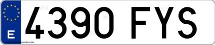 Ejemplo de matrícula española 4390 FYS