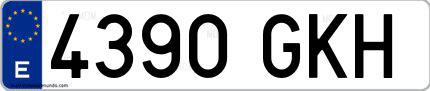 Ejemplo de matrícula española 4390 GKH