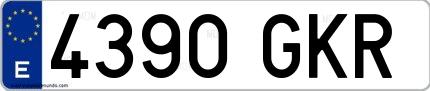 Ejemplo de matrícula española 4390 GKR