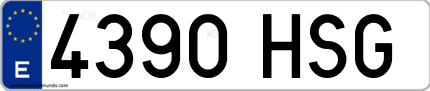 Ejemplo de matrícula de coche ordinaria 4390 HSG