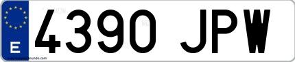 Ejemplo de matrícula española 4390 JPW