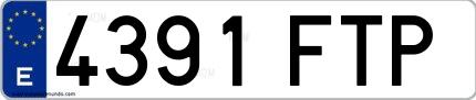 Ejemplo de matrícula de coche ordinaria 4391 FTP