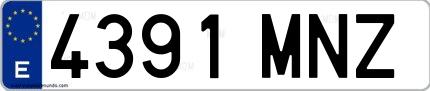 Ejemplo de matrícula española 4391 MNZ