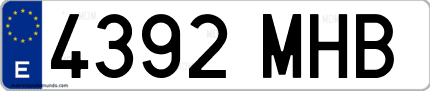 Ejemplo de matrícula de coche ordinaria 4392 MHB