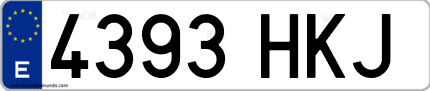 Ejemplo de matrícula de coche ordinaria 4393 HKJ