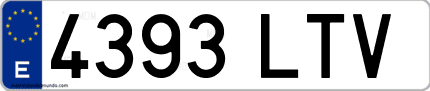 Ejemplo de matrícula de coche ordinaria 4393 LTV
