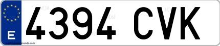 Ejemplo de matrícula española 4394 CVK