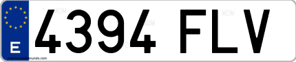 Ejemplo de matrícula de coche ordinaria 4394 FLV