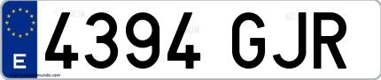Ejemplo de matrícula española 4394 GJR