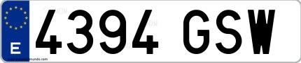 Ejemplo de matrícula española 4394 GSW