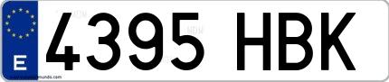 Ejemplo de matrícula española 4395 HBK
