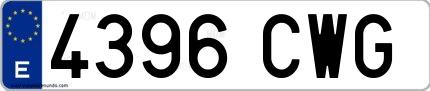 Ejemplo de matrícula española 4396 CWG