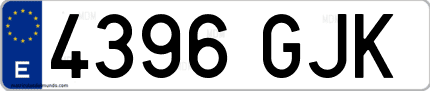 Ejemplo de matrícula de coche ordinaria 4396 GJK