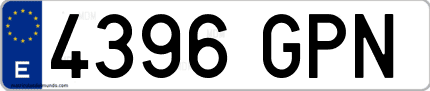 Ejemplo de matrícula de coche ordinaria 4396 GPN
