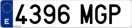 Ejemplo de matrícula española 4396 MGP