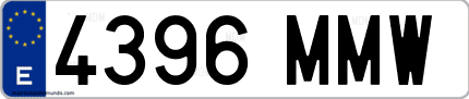 Ejemplo de matrícula de coche ordinaria 4396 MMW