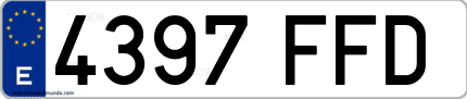 Ejemplo de matrícula de coche ordinaria 4397 FFD
