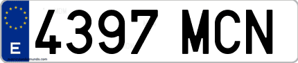 Ejemplo de matrícula de coche ordinaria 4397 MCN