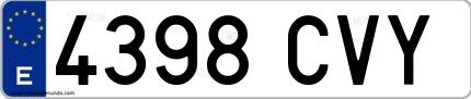 Ejemplo de matrícula española 4398 CVY