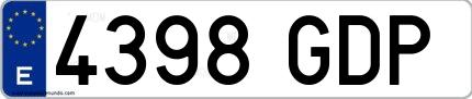 Ejemplo de matrícula española 4398 GDP