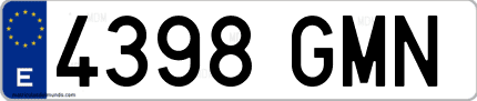 Ejemplo de matrícula de coche ordinaria 4398 GMN
