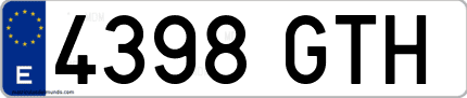 Ejemplo de matrícula de coche ordinaria 4398 GTH