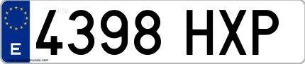 Ejemplo de matrícula española 4398 HXP