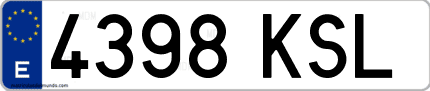 Ejemplo de matrícula de coche ordinaria 4398 KSL