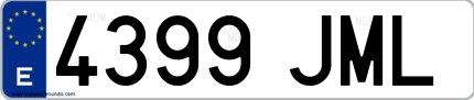 Ejemplo de matrícula española 4399 JML