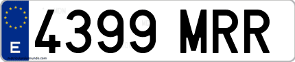 Ejemplo de matrícula de coche ordinaria 4399 MRR