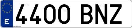 Ejemplo de matrícula española 4400 BNZ