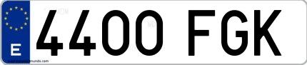 Ejemplo de matrícula española 4400 FGK